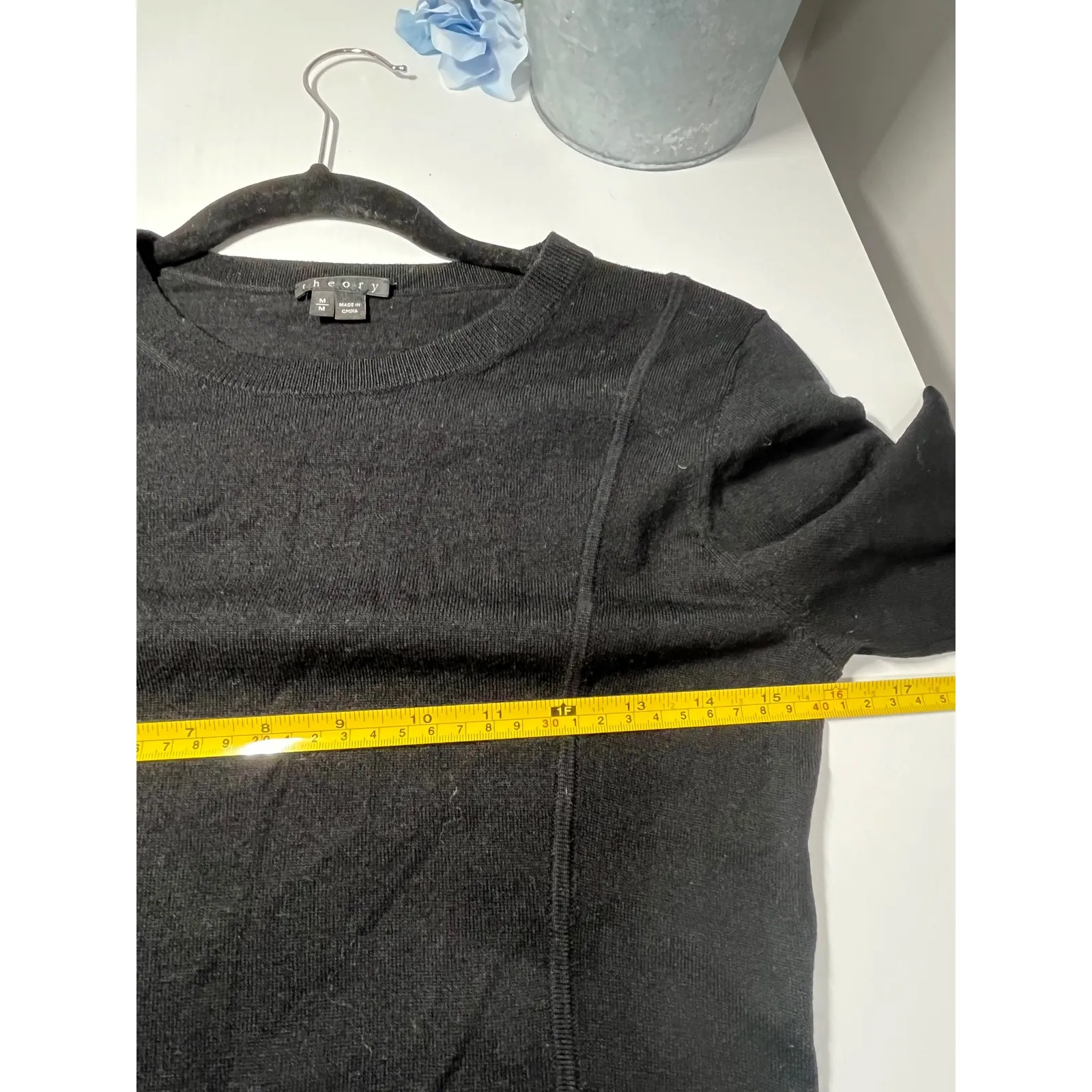 Theory Black wool blend Knit Sweater Dress Long Sleeve Crew Neck Size M - Image 5