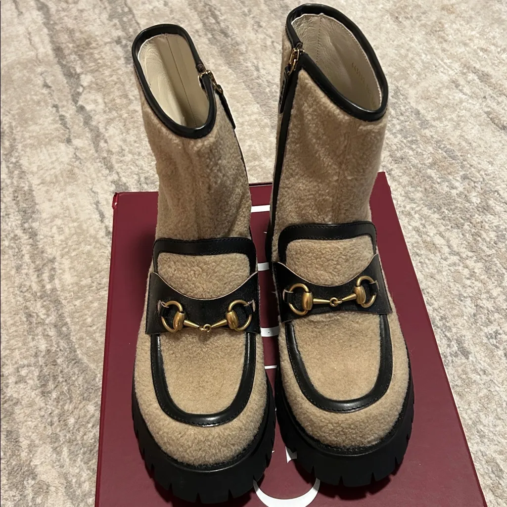 gucci women’s wool horsebit ankle boots - Image 7