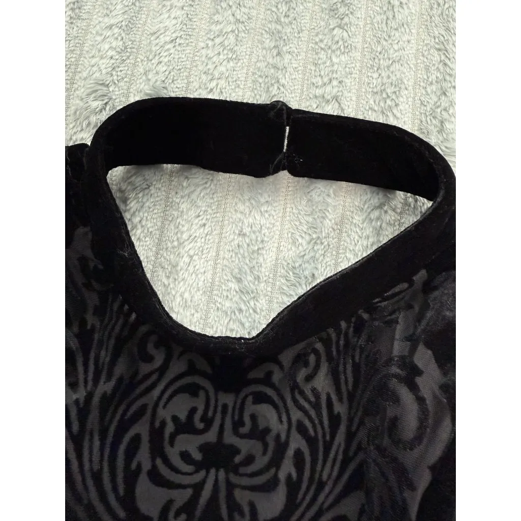 Gypsies & Moondust Black Velvet Burnout Top Women XS High Neck Choker Whimsigoth - Image 9