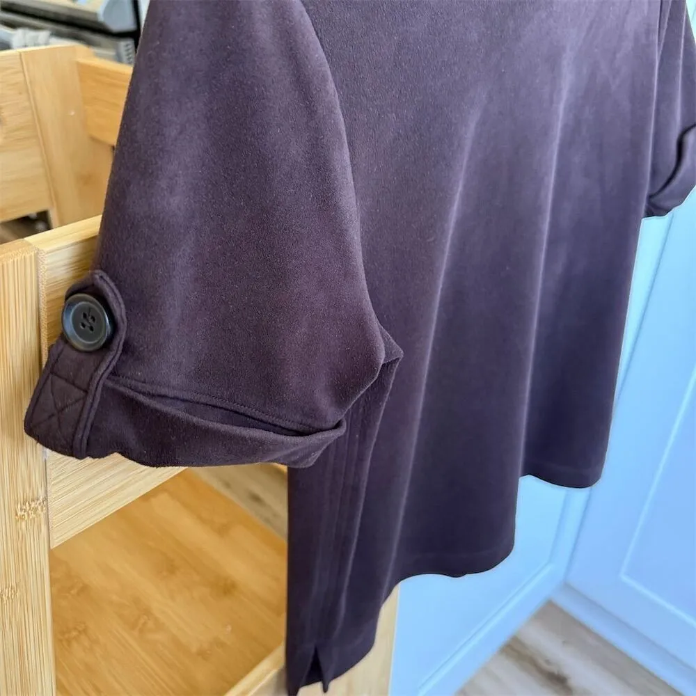 Banana Republic Chocolate Brown Faux Suede T-Shirt Size M Short Sleeve - Image 4