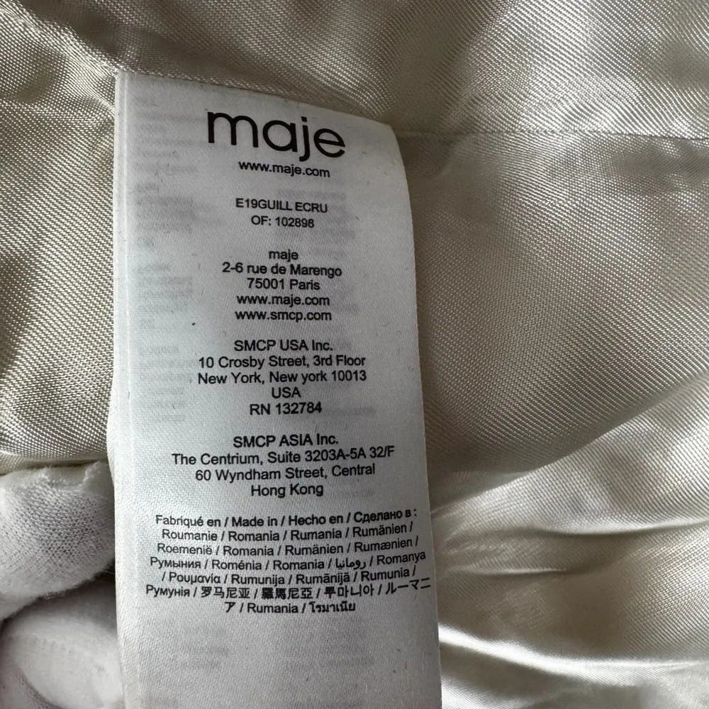 Maje Tweed Cream Ivory Blazer Classic Fringe Women S Career Old Money Scandigirl - Image 6