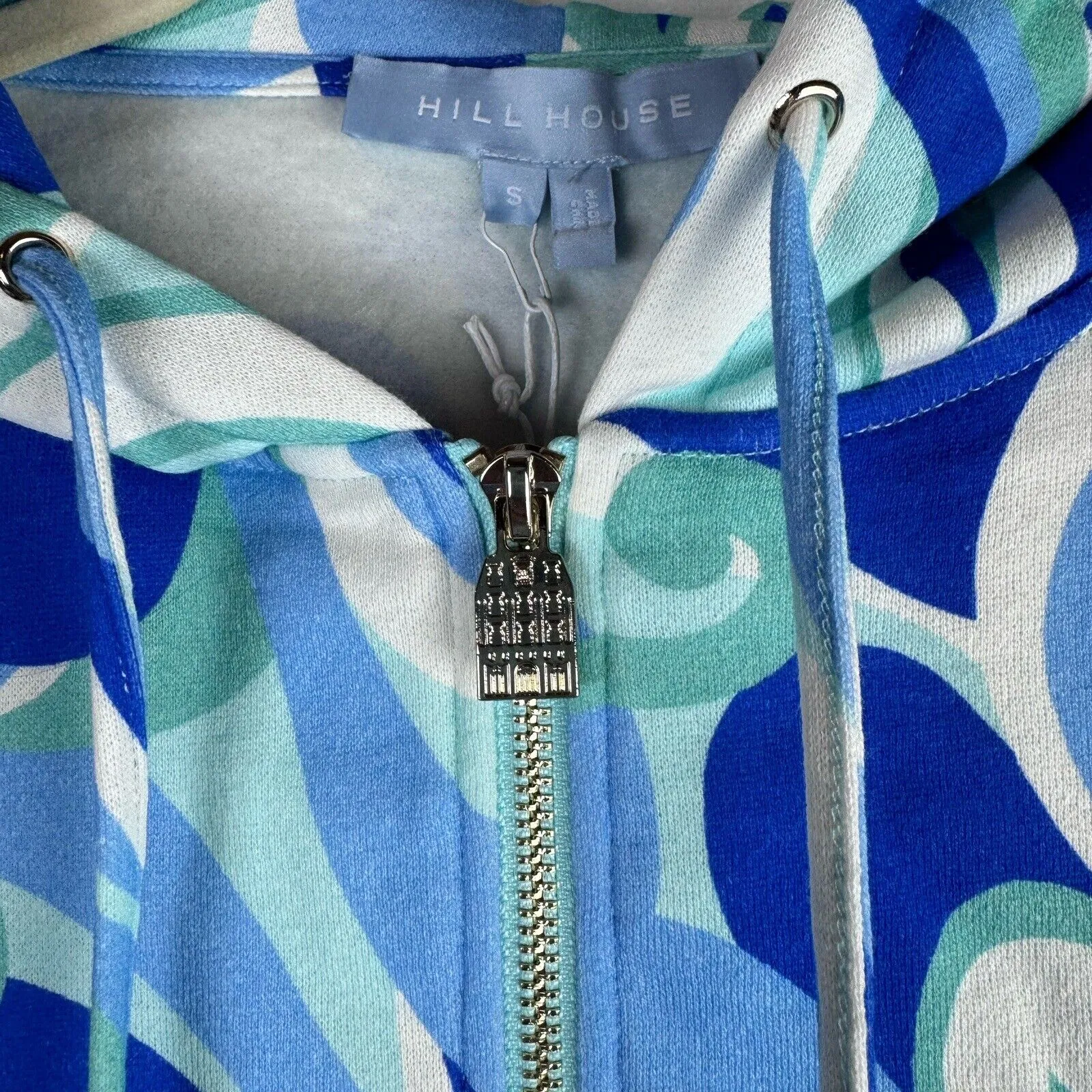 HILL HOUSE The Allie Zip-Up Hoodie Jacket Ocean Kaleidoscope Small - Image 3