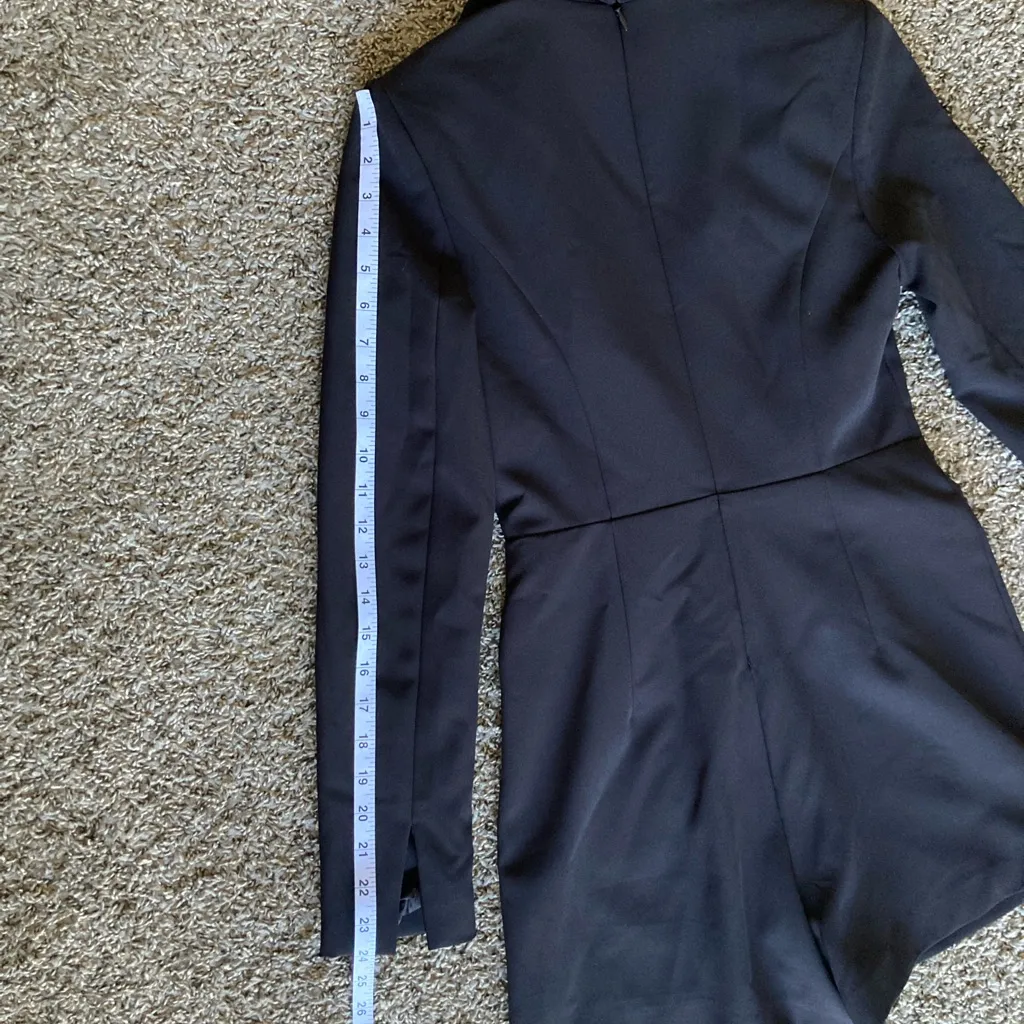 JouJou by Badgley Mischka Black Tuxedo Blazer Romper Size 10 Rhinestone Trim - Image 11