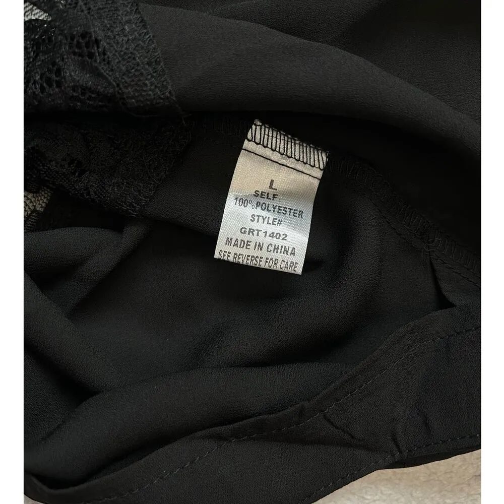 G. Reve Lace Trim Camisole Black Women Top Size Large Goth Y2K Grunge Sexy Chic - Image 9