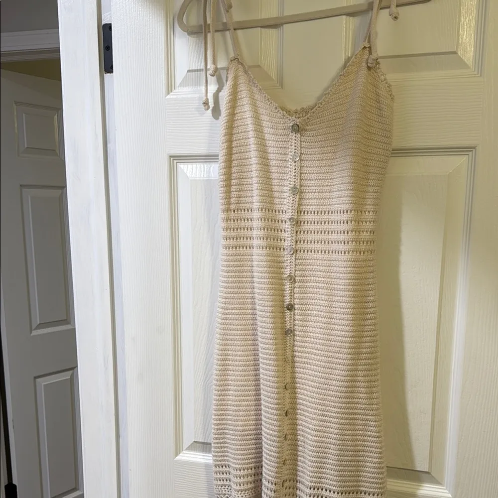 Cream Crochet Button-Down Dress - Image 2