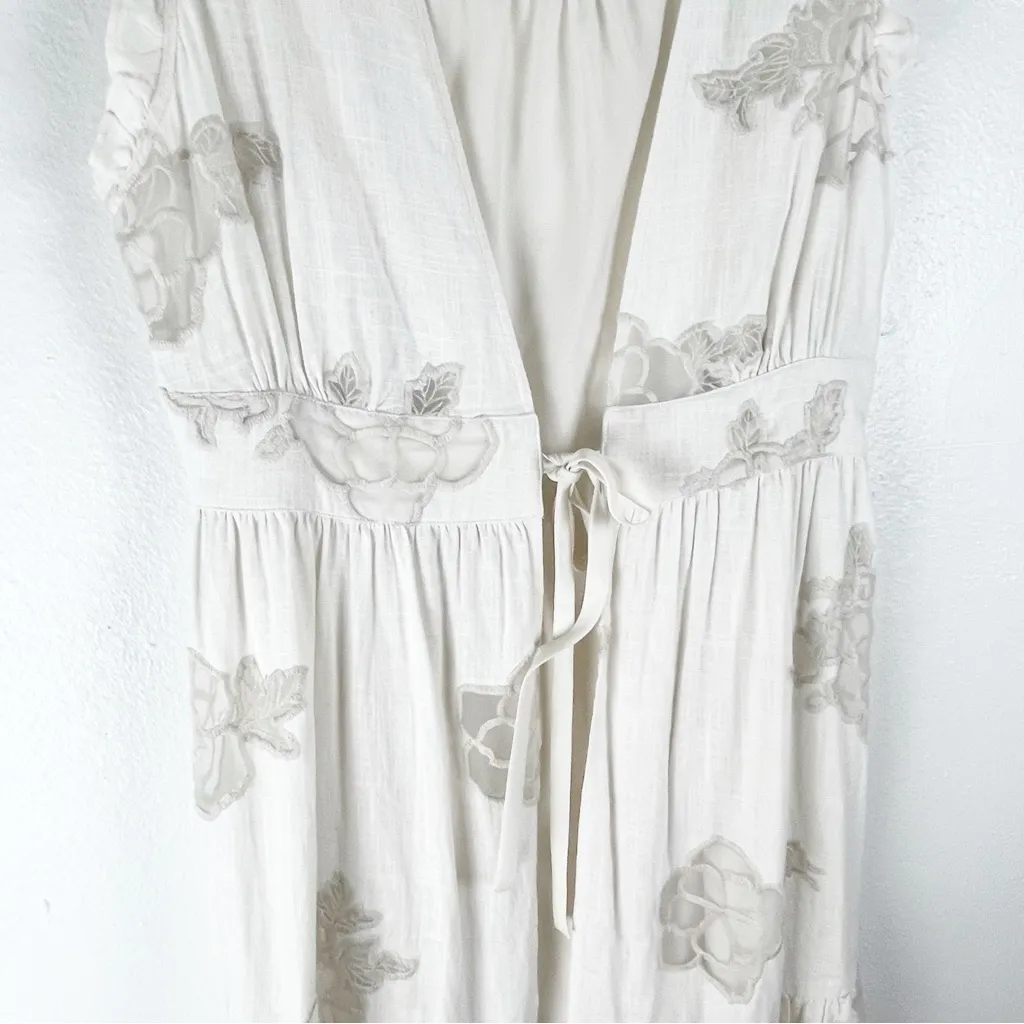 CABI Laguna Cream Linen Blend Slip Dress And Duster Dress Set #6590, Size Medium - Image 10