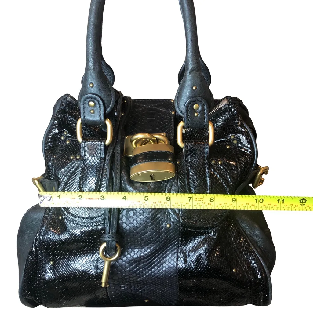 CHLOE PADDINGTON Mini Black Croc & Black Leather
Satchel with Lock & Key NWOT - Image 9