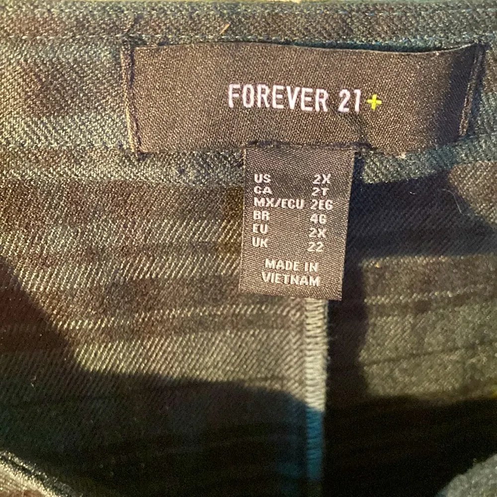 Forever 21 romper flannel zipper dress women size 2X dark green & black - Image 4