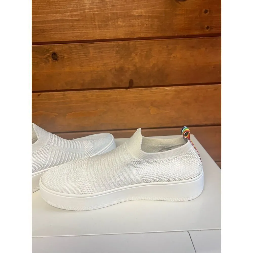Steve Madden BEALE Sz 8.5 White  Knit Fabric Slip On Shoes - Image 5