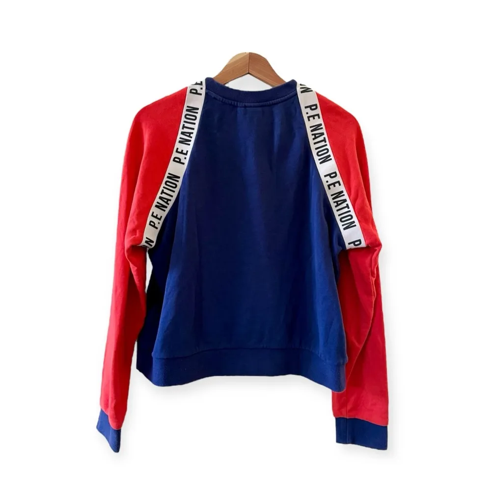 P.E Nation The Wembly Sweatshirt, (REVOLVE Collection) Navy & Red Cotton sz. S Blue - Image 7