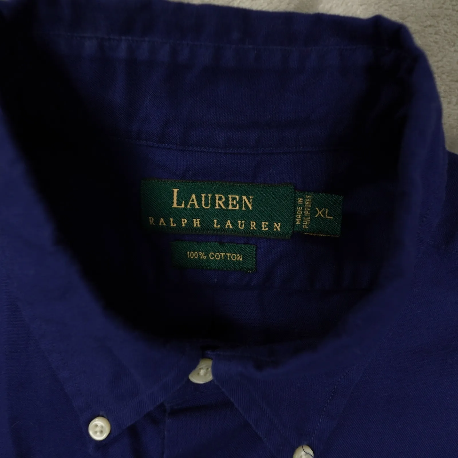 Lauren Ralph Lauren Button Up Shirt Women's XL Dark Blue Crested Long Sleeve - Image 2