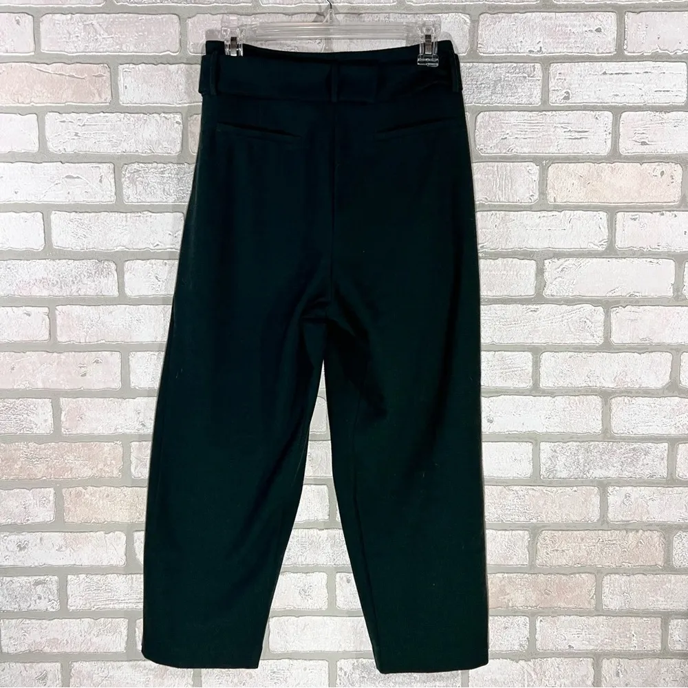 The Korner Emerald Green Belted High Waist Cropped Tapered Leg Trousers Size 4 - Image 7