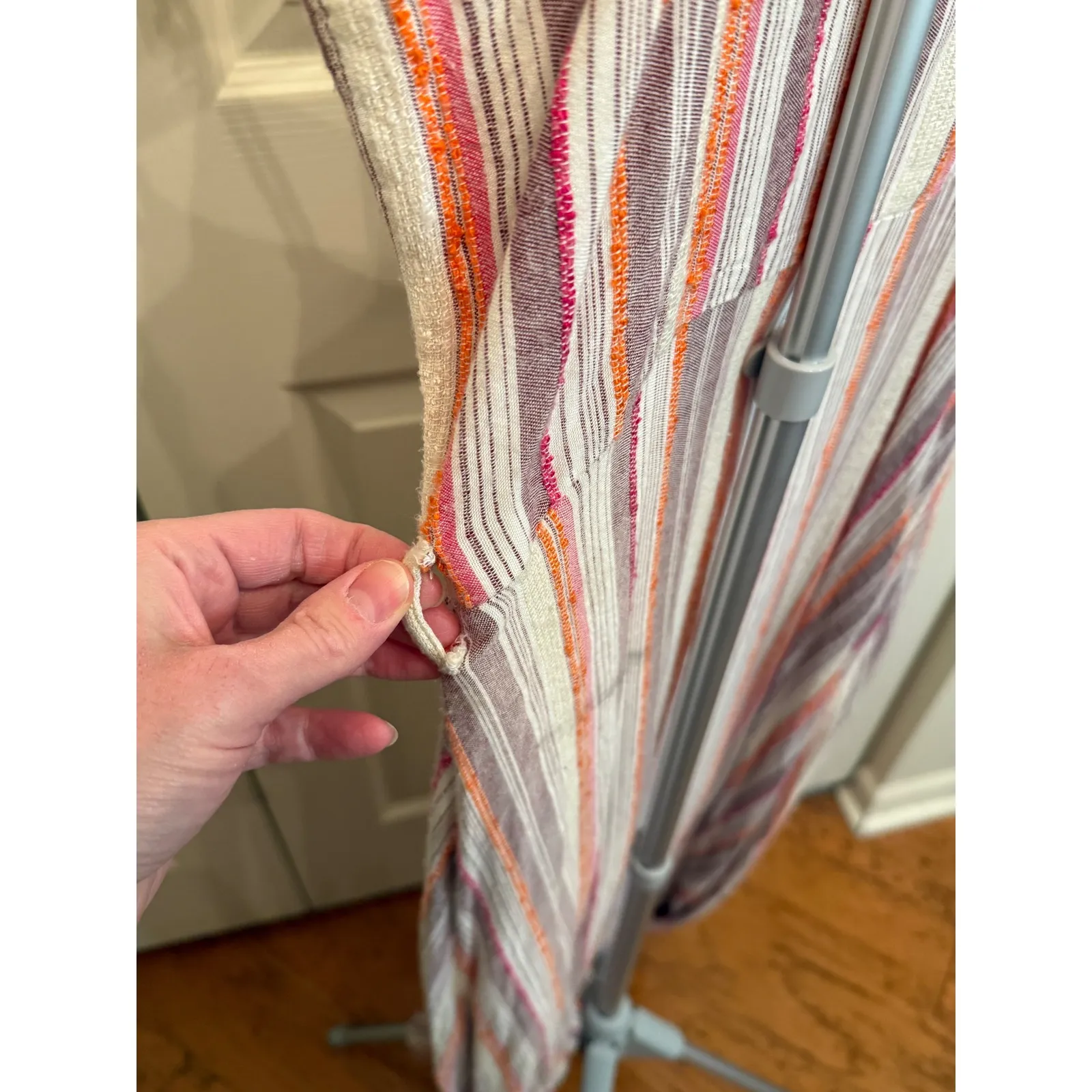 Harper Heritage Striped Maxi Dress Button Front Spaghetti Strap Boho Womens M - Image 8