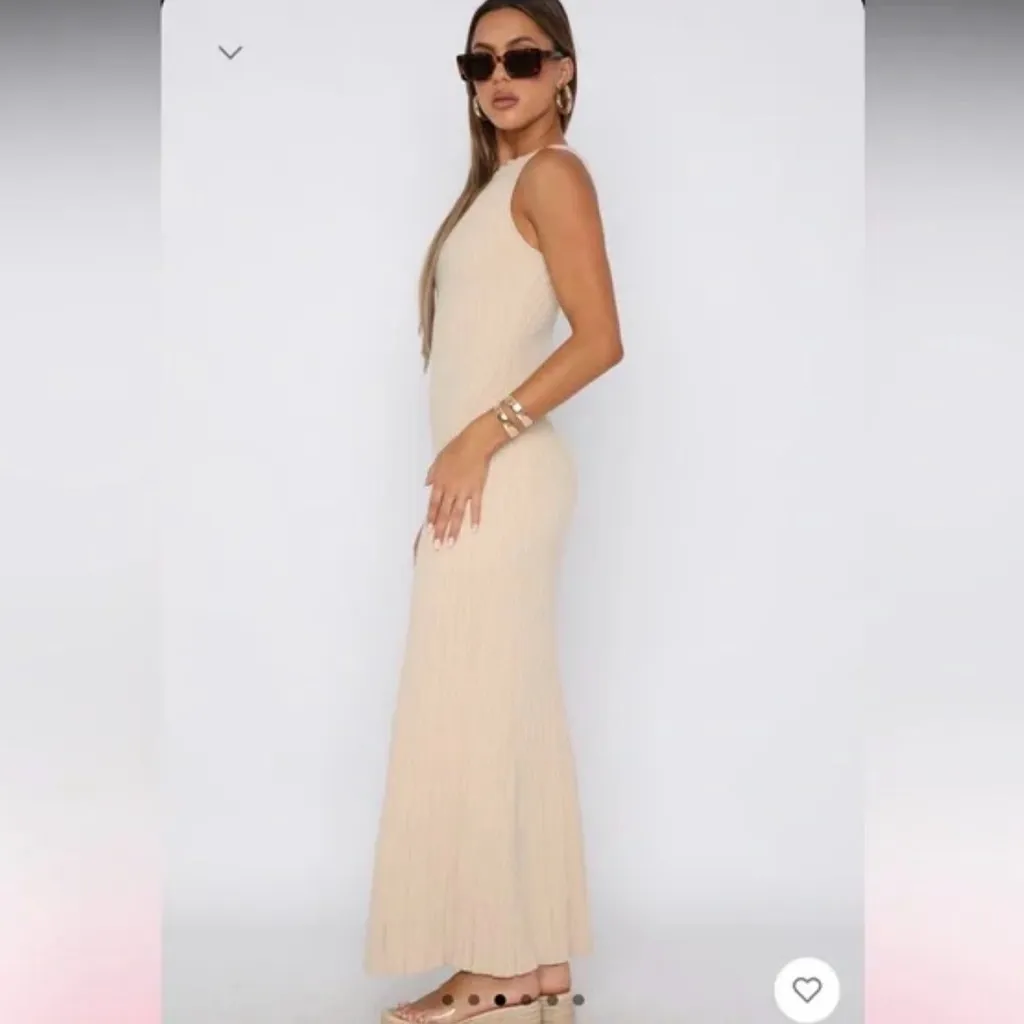 White Fox Boutique Tammy Cream Sleeveless Maxi Dress SZ:S - Image 3