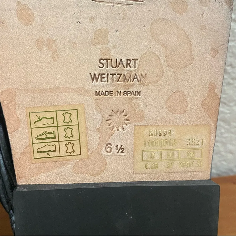 STUART WEITZMAN Calypso Black Leather Braided Square Toe Thong Sandals Size 6.5 - Image 14