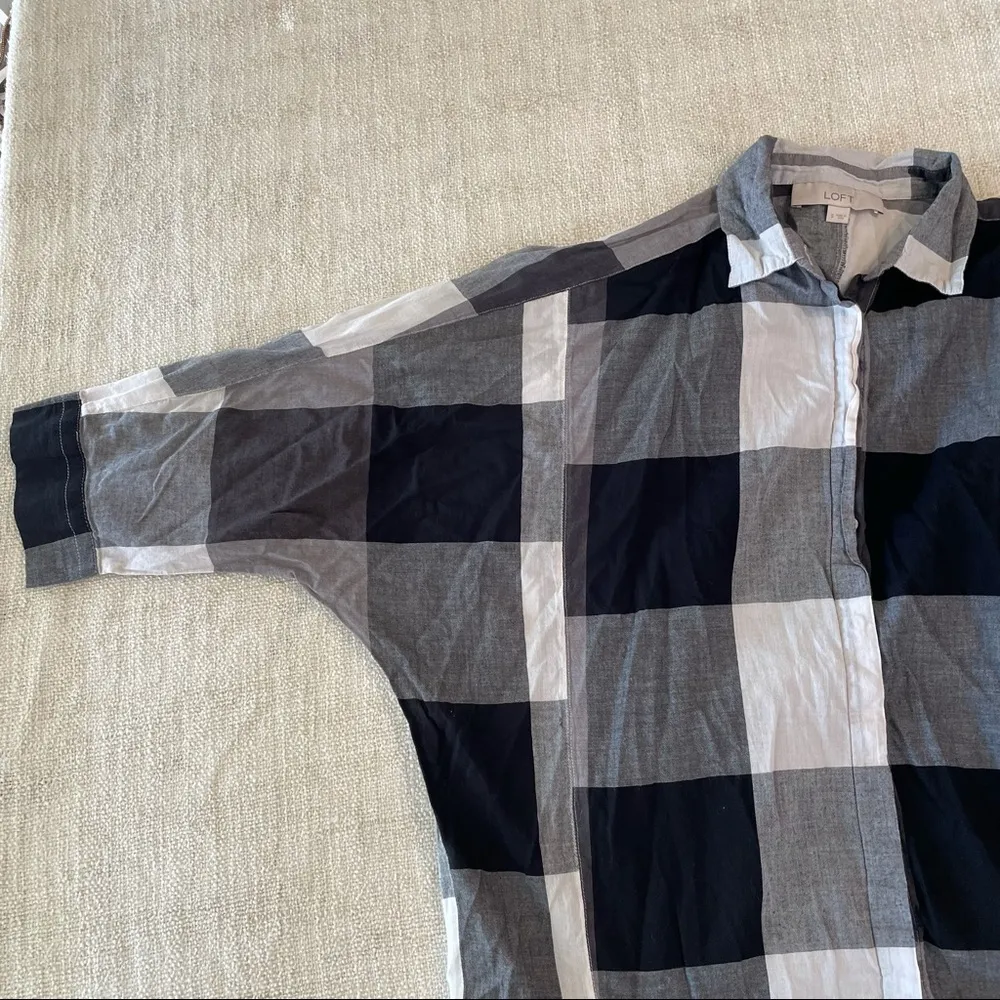 Loft Women’s Black Plaid Button Down Shirt - Image 8