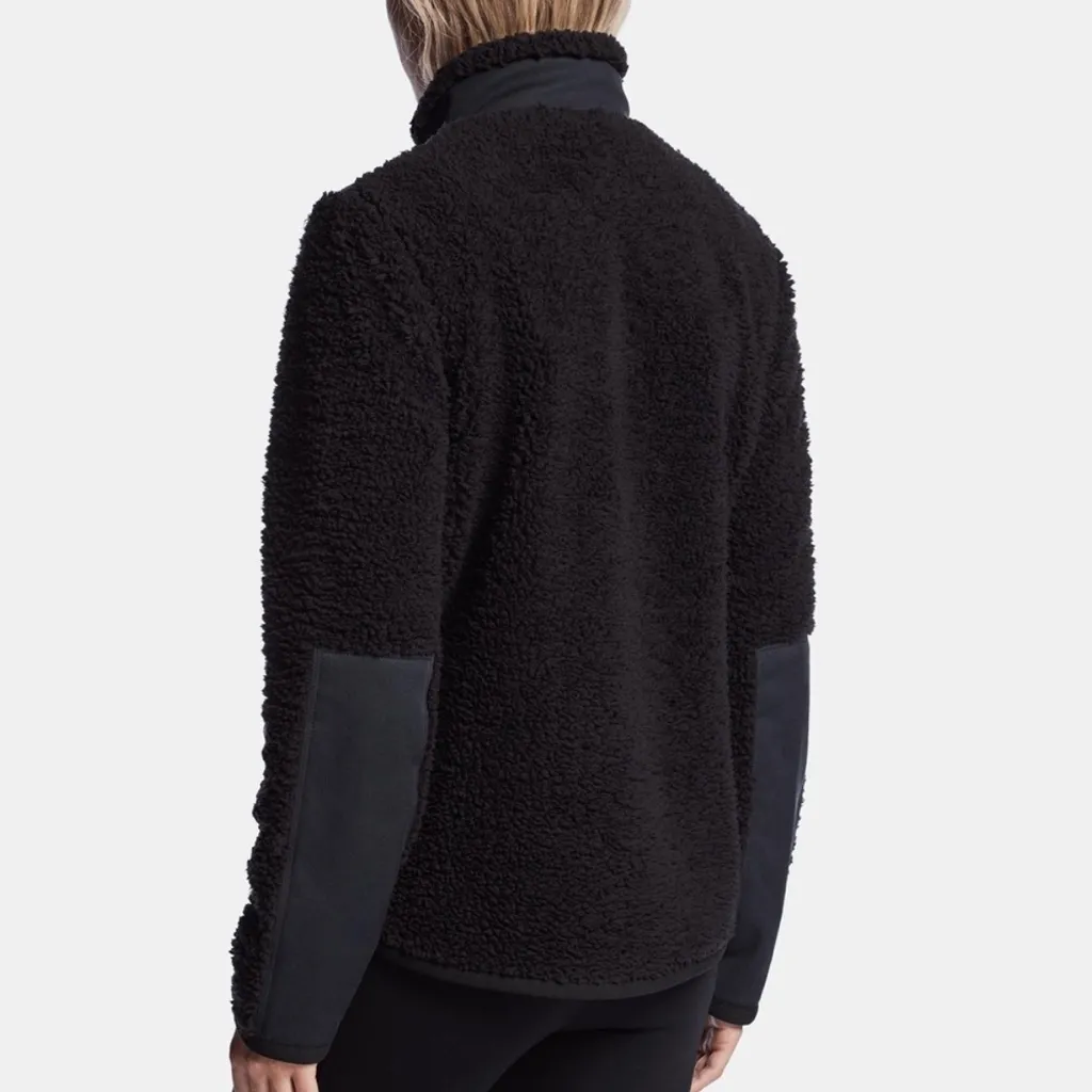 James Perse Yosemite Mixed Media Sherpa Jacket Puffer Fleece Medium Black Chic - Image 3