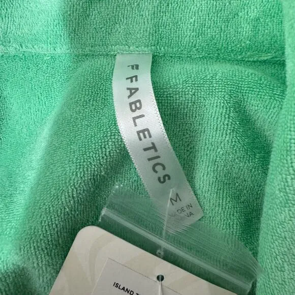 Fabletics Island Terry Boxy Button Up Size M in‎ Tropical Water NWT - Image 8