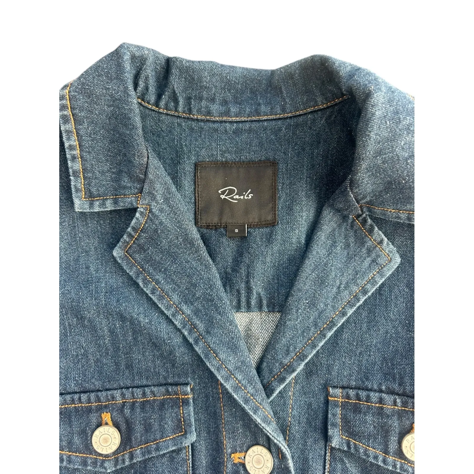 Rails Lisette Raw Denim Mini Dress Long Sleeve Button Down Shirt Dress - Image 9