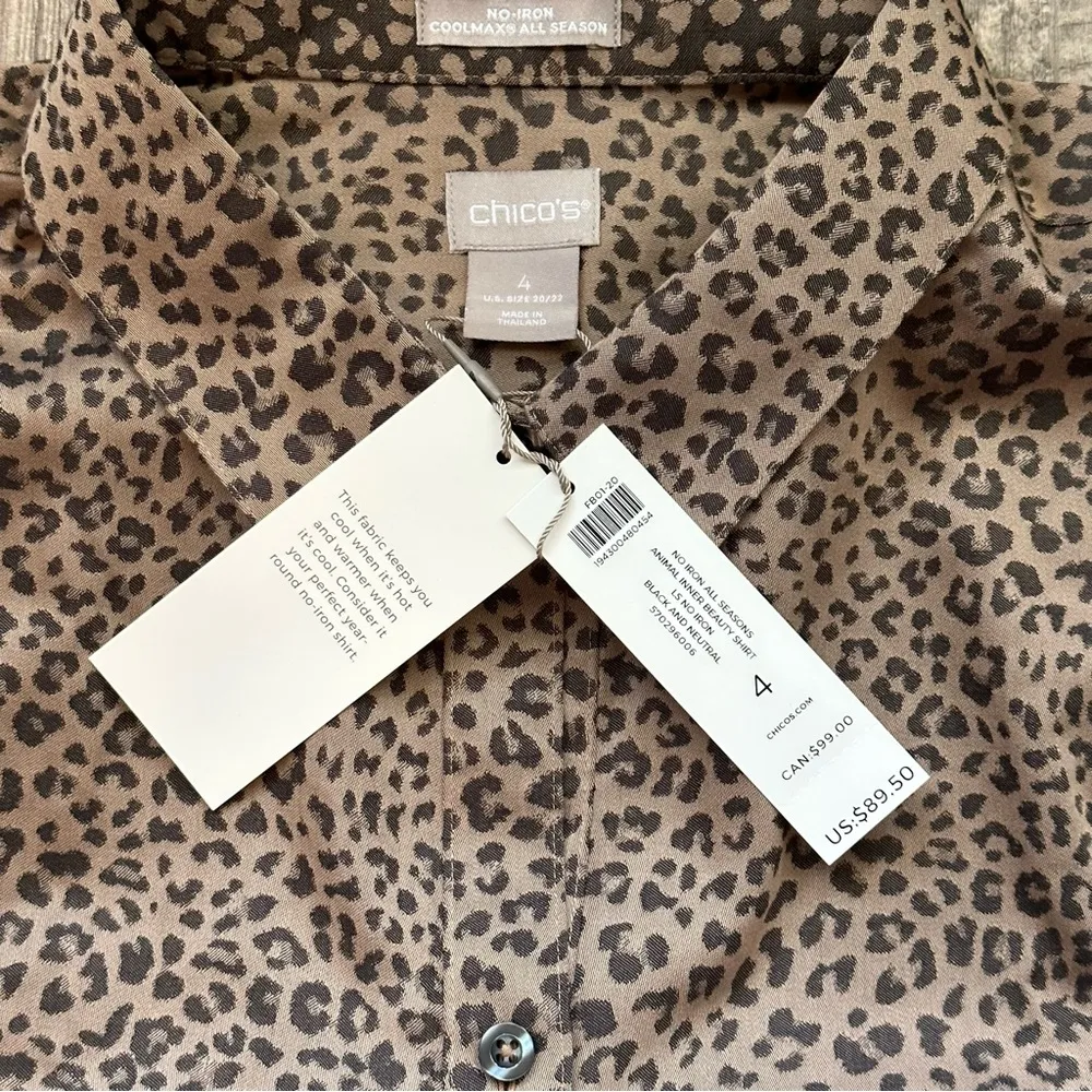 NWT Chico’s No Iron “Animal Inner Beauty” Shirt [H3R] - Image 5