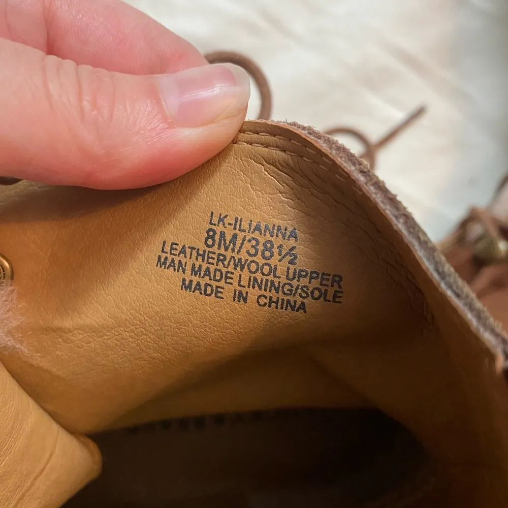 Heritage Leather Wool Brown Sherpa Combat Boots 8 Rustic Hiking Winter Warm Cozy - Image 7