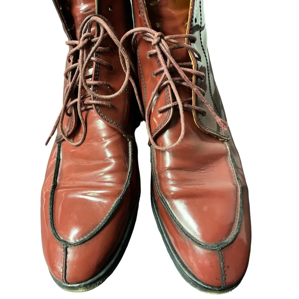 Bata Women's Red Patent Leather Lace Up Boots Size 38 - Image 5
