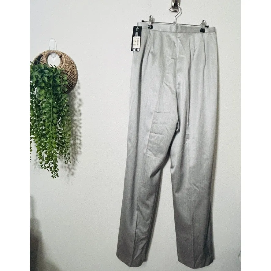 NEW Lafayette 148 Silver Gray Virgin Wool Silk Wide-Leg Trousers Quiet Luxe Sz 8 - Image 4