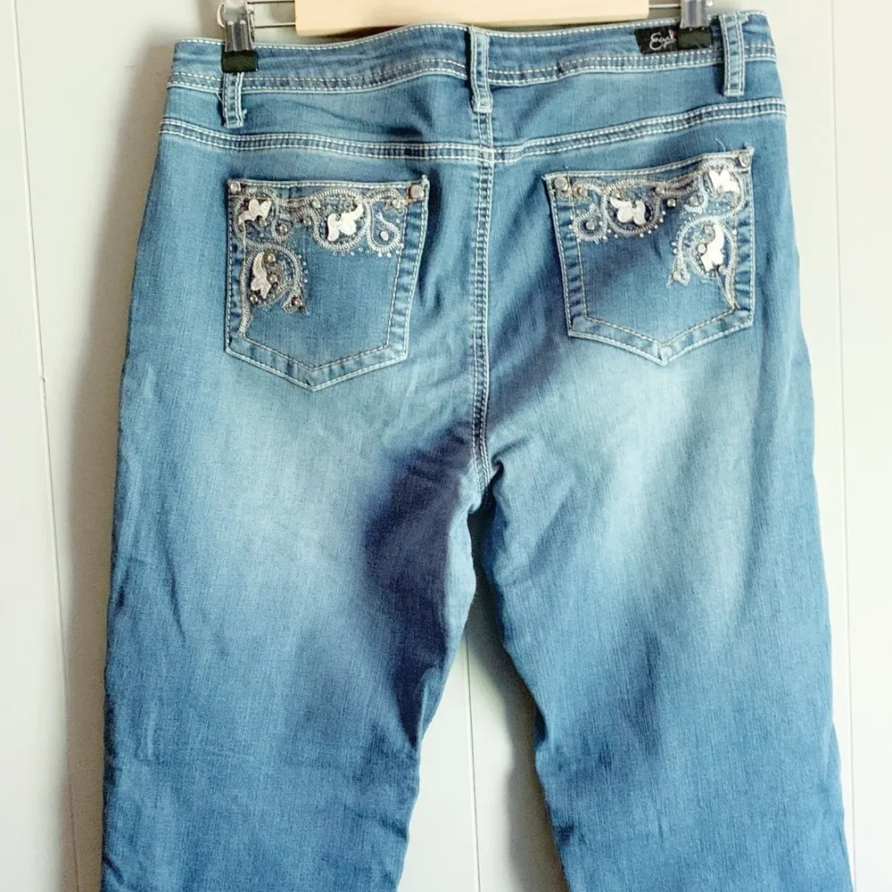 EARL Jeans Faded Blue Wash Bling Pocket Skinny Fit 10 - Image 4