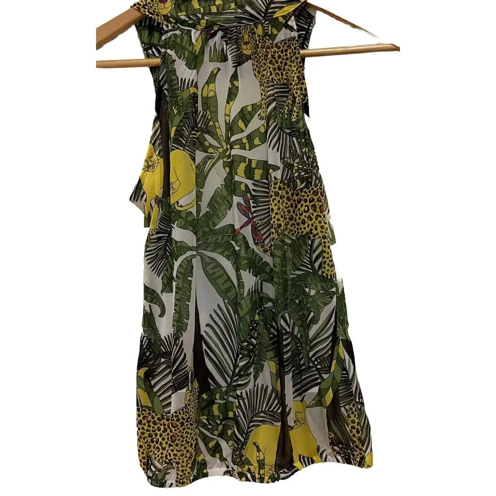 INC International Concepts Jungle Animal safari Tiger Faux Wrap Top Size Small White - Image 3