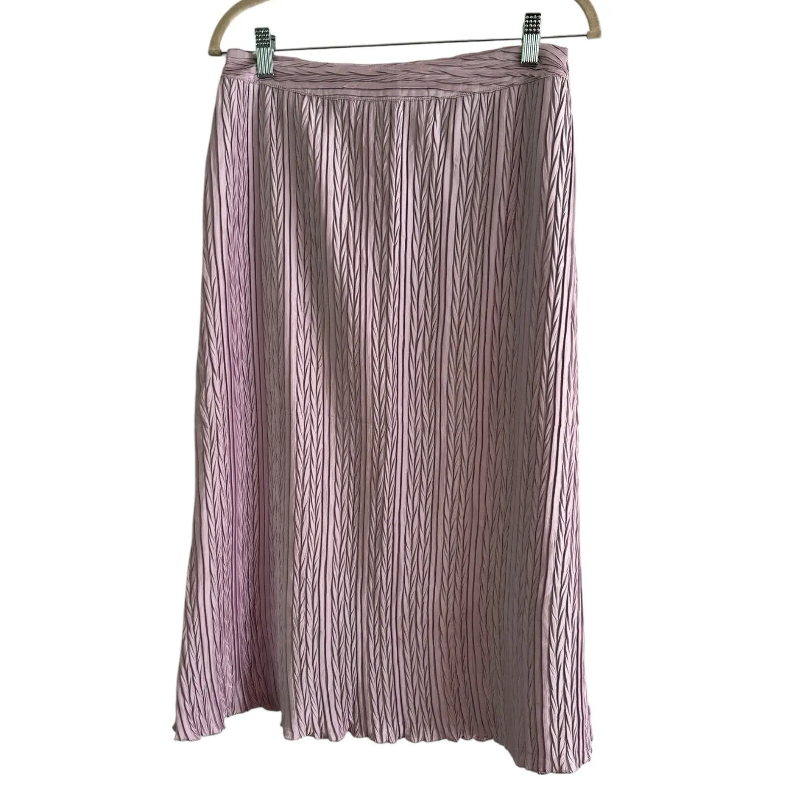 English Factory Lavender A Line Satin Crinkle Midi Skirt Size Medium - Image 2