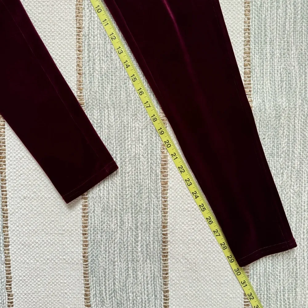 Spanx Velvet Rich Burgundy High Rise Pull-On Ankle Lounge Leggings Women’s Large - Image 6