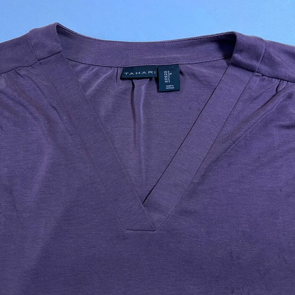 Tahari V-Neck Stretch Knee Length Shirt Dress Size Small Lightweight Casual - Image 3