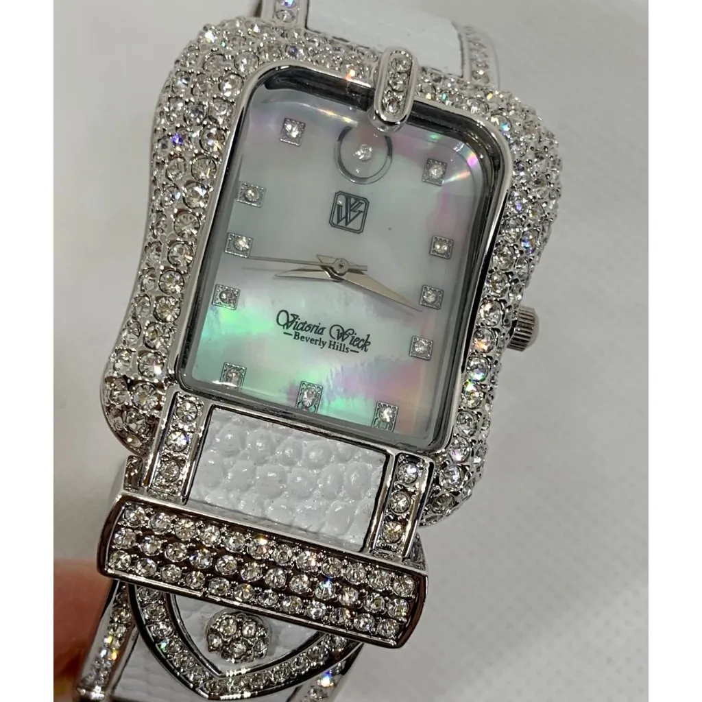 Victoria Wieck Watch Women 30mm two tone belt Crystals cuff band 7” running - Image 3