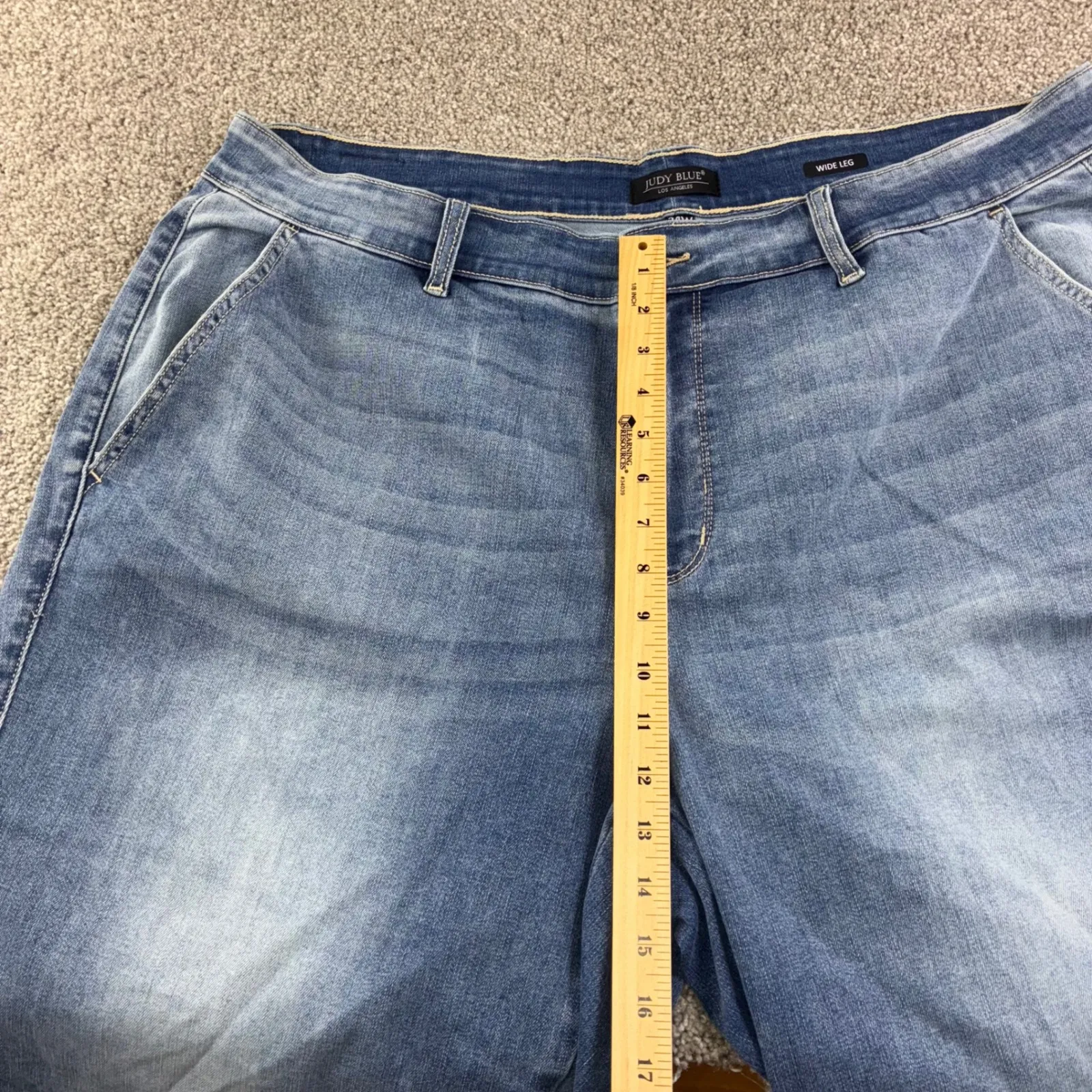 Judy Blue Wide Leg Denim Jeans Womens Plus Size 24W Blue Stretch Cuffed‎ Bottom - Image 7