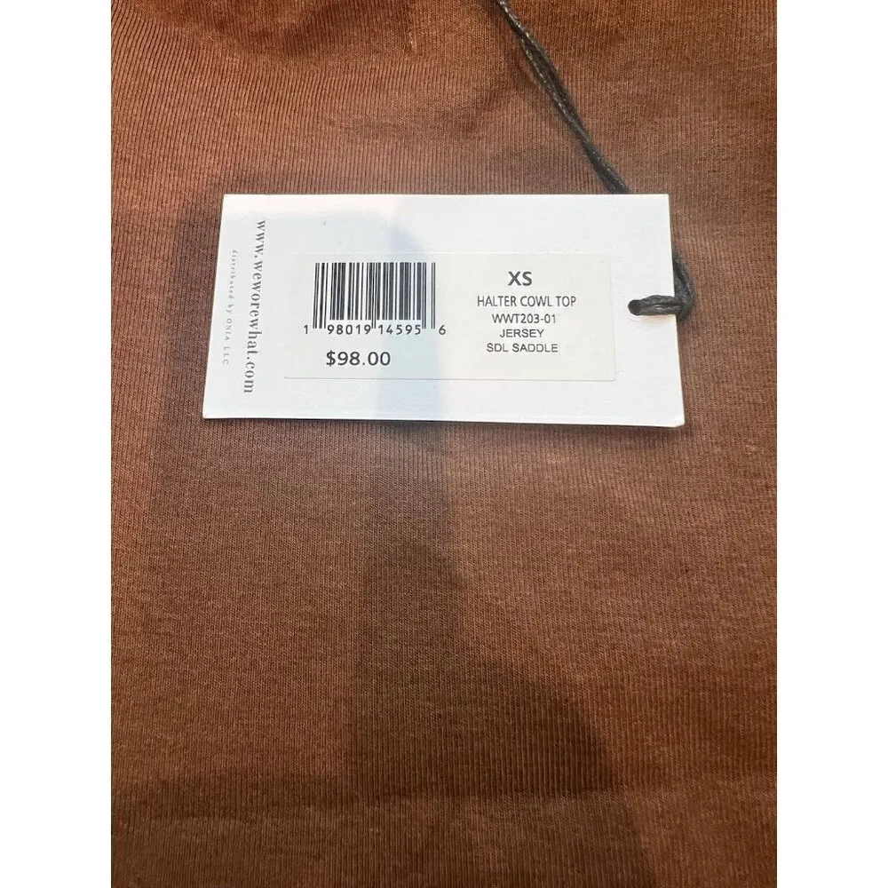 WeWoreWhat Halter Cowl Top XS Saddle Brown Cropped Knit Bodycon NWT - Image 7