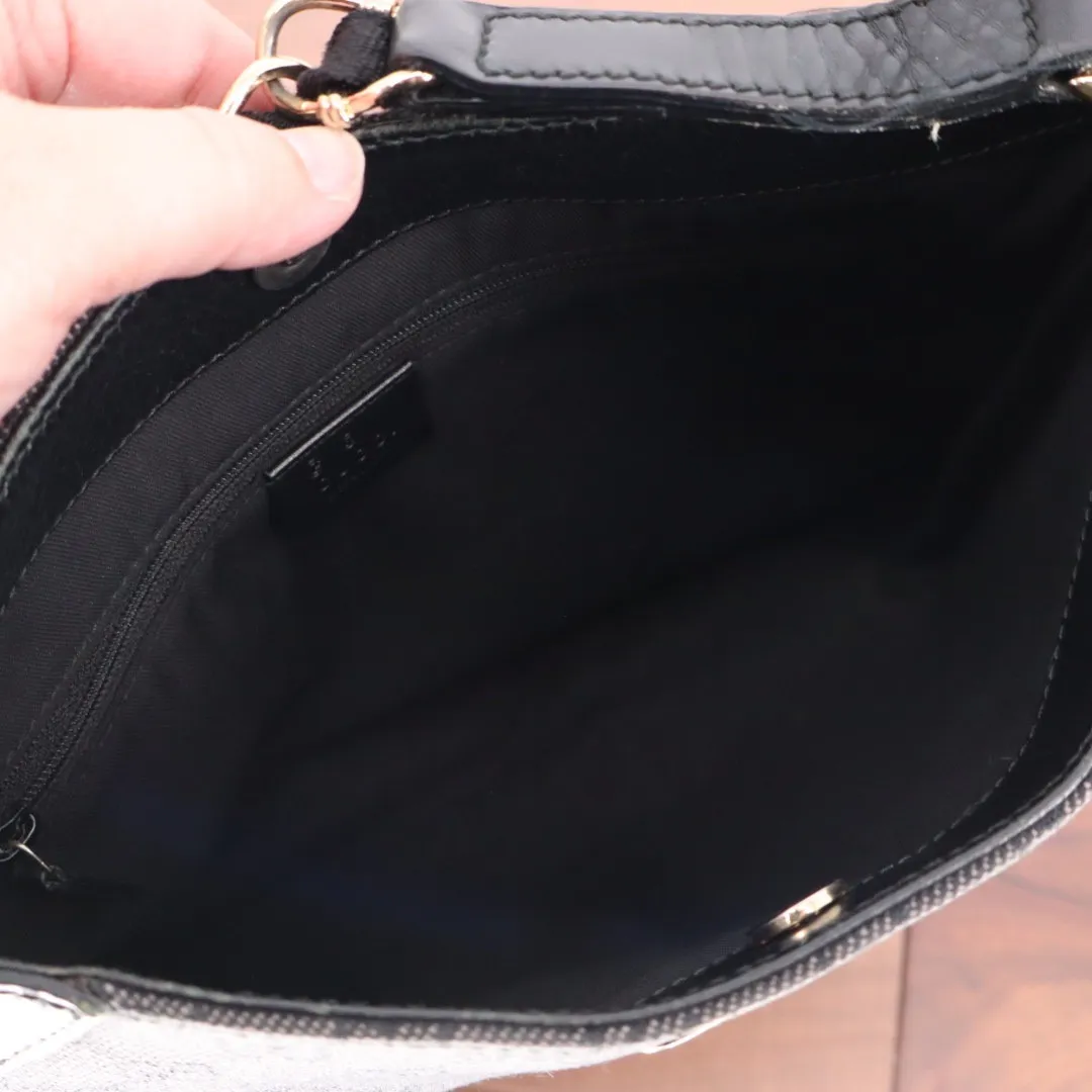 Gucci Black Original GG Canvas Shoulder Bag Vintage Black Leather Trim - Image 11