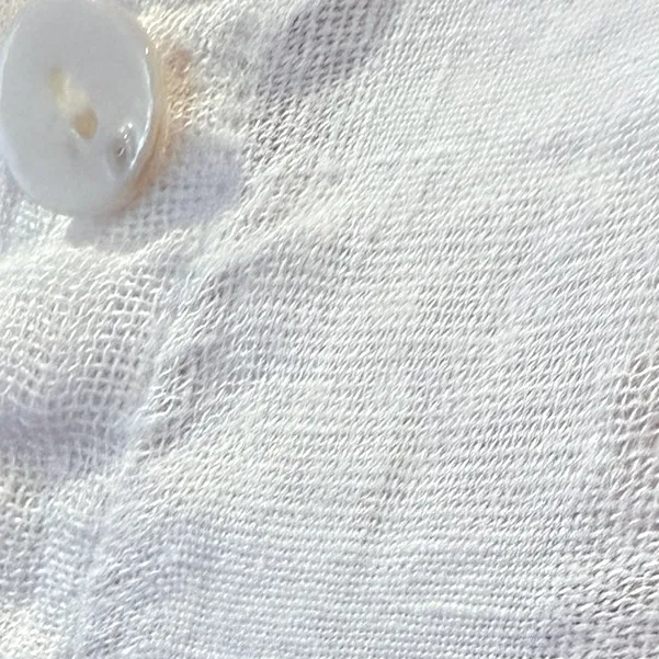 Flax White Textured Linen Button Down Long Sleeve Blouse Tunic Cover Up Medium - Image 7