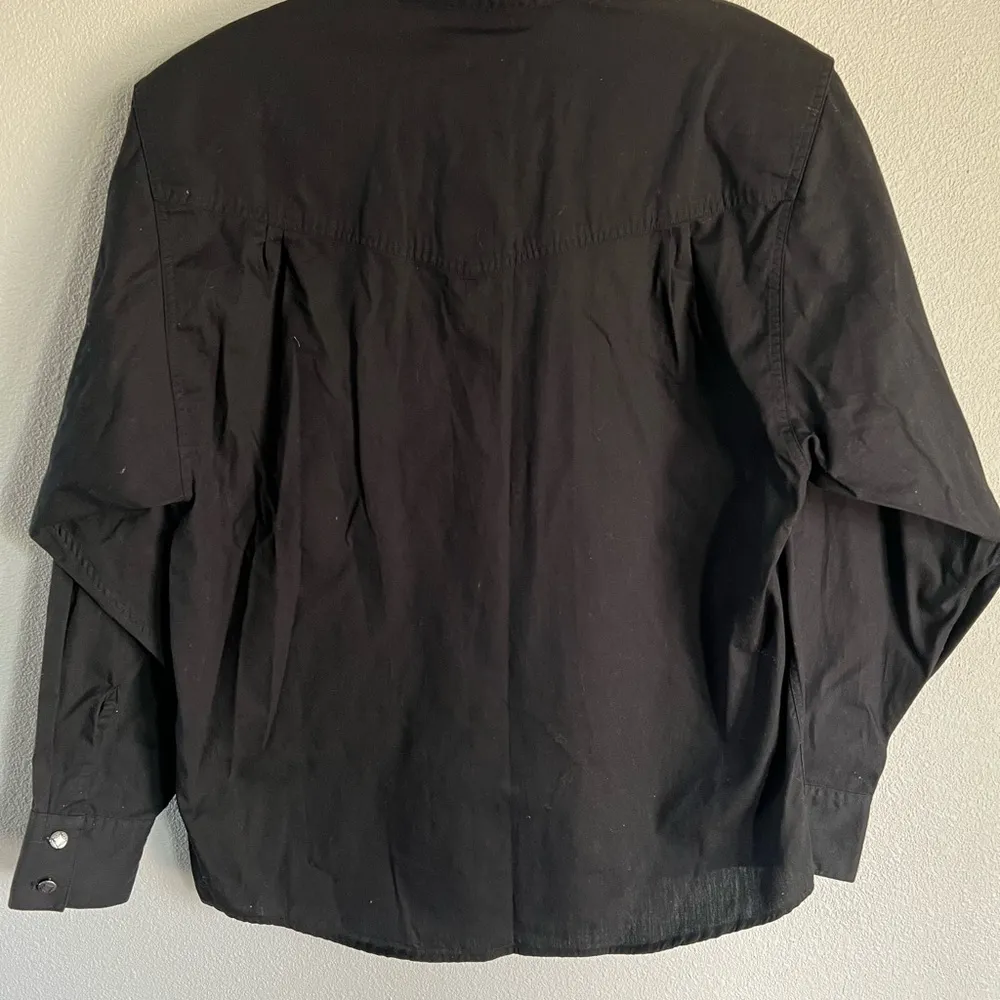 Vintage Wrangler Womens Large Embroidered Black Long Sleeve Shirt Aztec Detail - Image 7