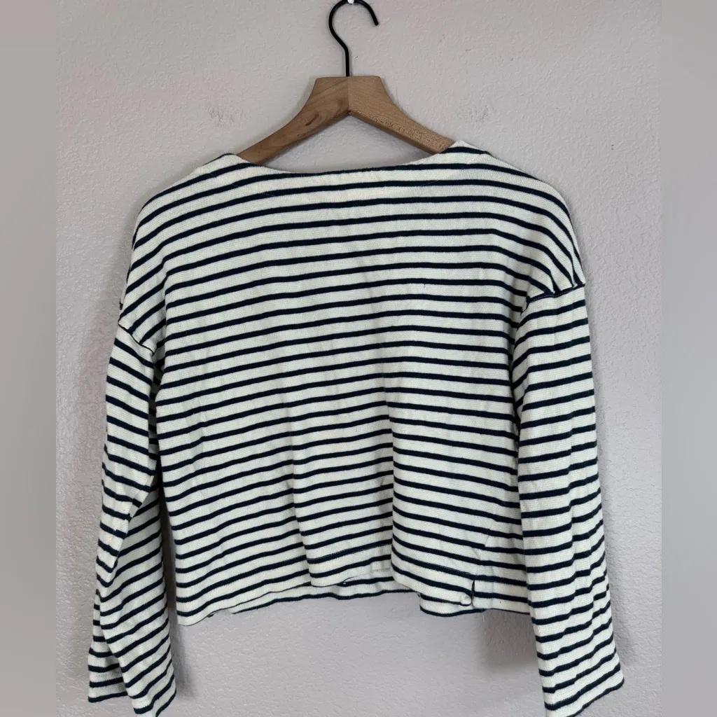 Apiece Apart Barca Long Sleeve Striped Shirt Navy Cream size Small $195 - Image 6