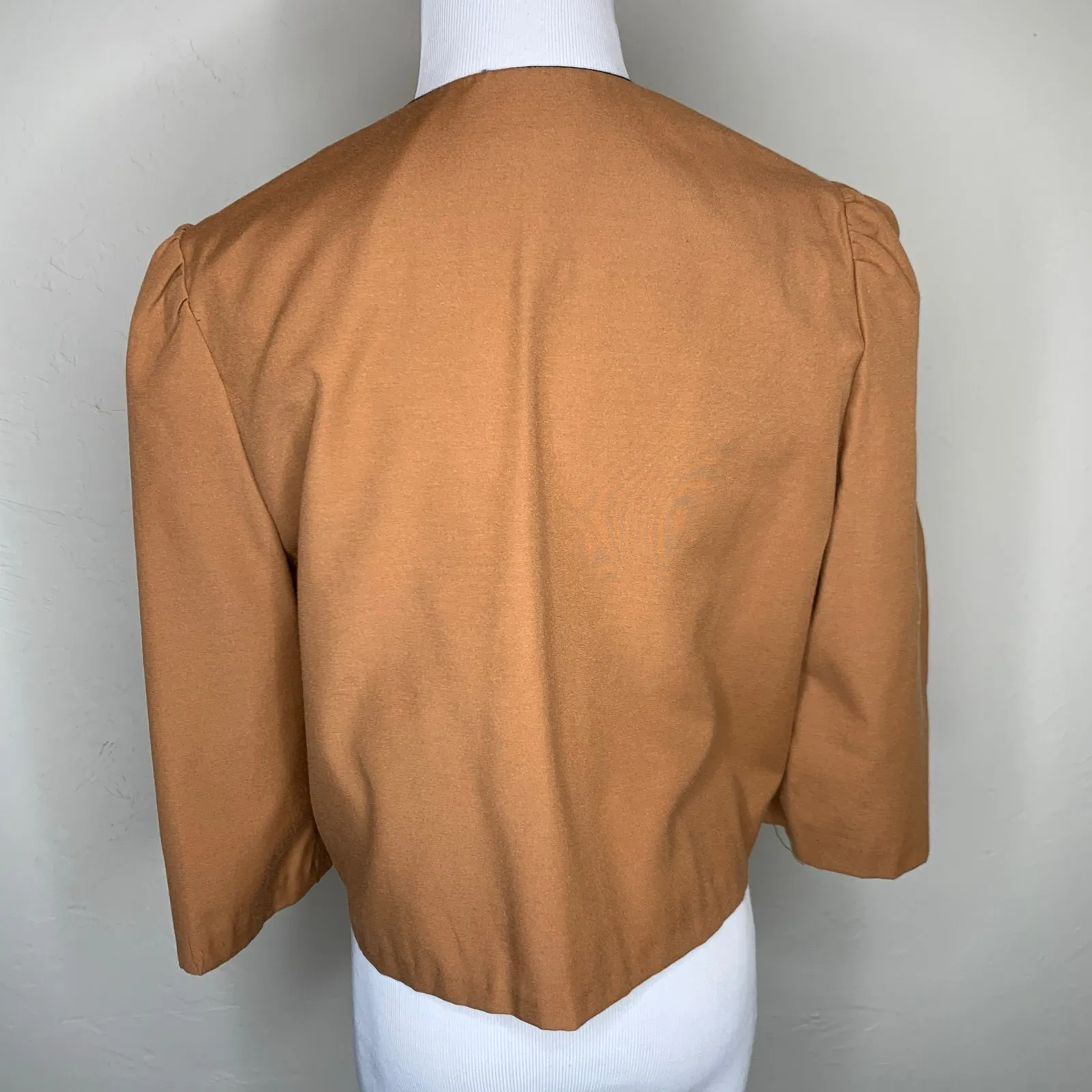 Vintage Cropped Bolero Jacket Rust Black Piping Sz Small Brown - Image 2