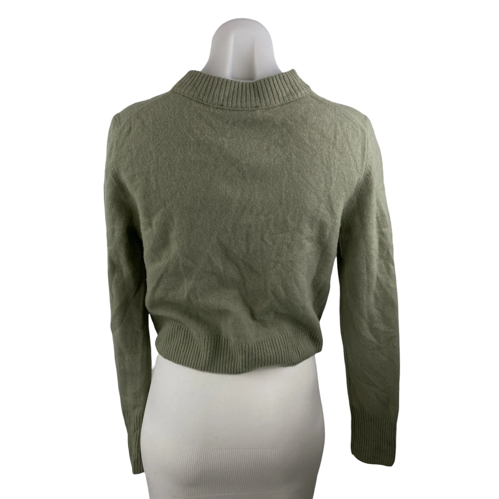 Whistles 100% Wool Green Mock Neck Long Sleeve Crop Sweatshirt Sweater Top Sz S - Image 2