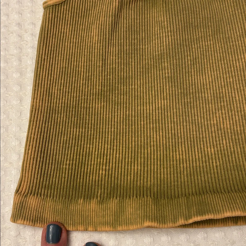 NEW! Free People HAPPINESS RUNS SQUARE NECK Ribbed Crop Top XS/S Gold Green Tan - Image 3