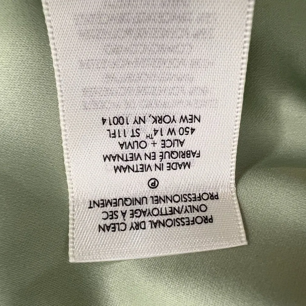 Alice + Olivia Denny Satin Single Breasted Boyfriend Blazer Green Tea Size 6 New - Image 16