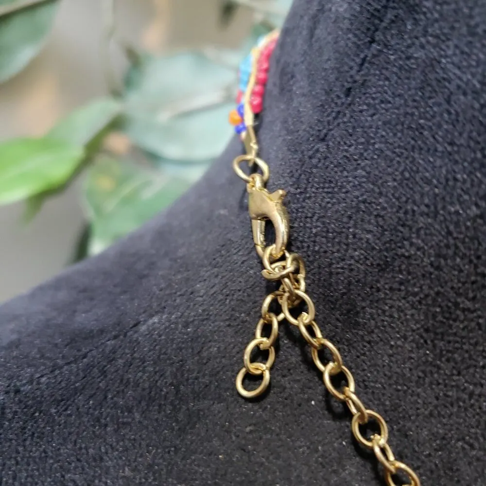 Womens Gold Tone Multi Seed Beads Cowrie Seashell Necklace Jewelry w/ Lobster - Image 6