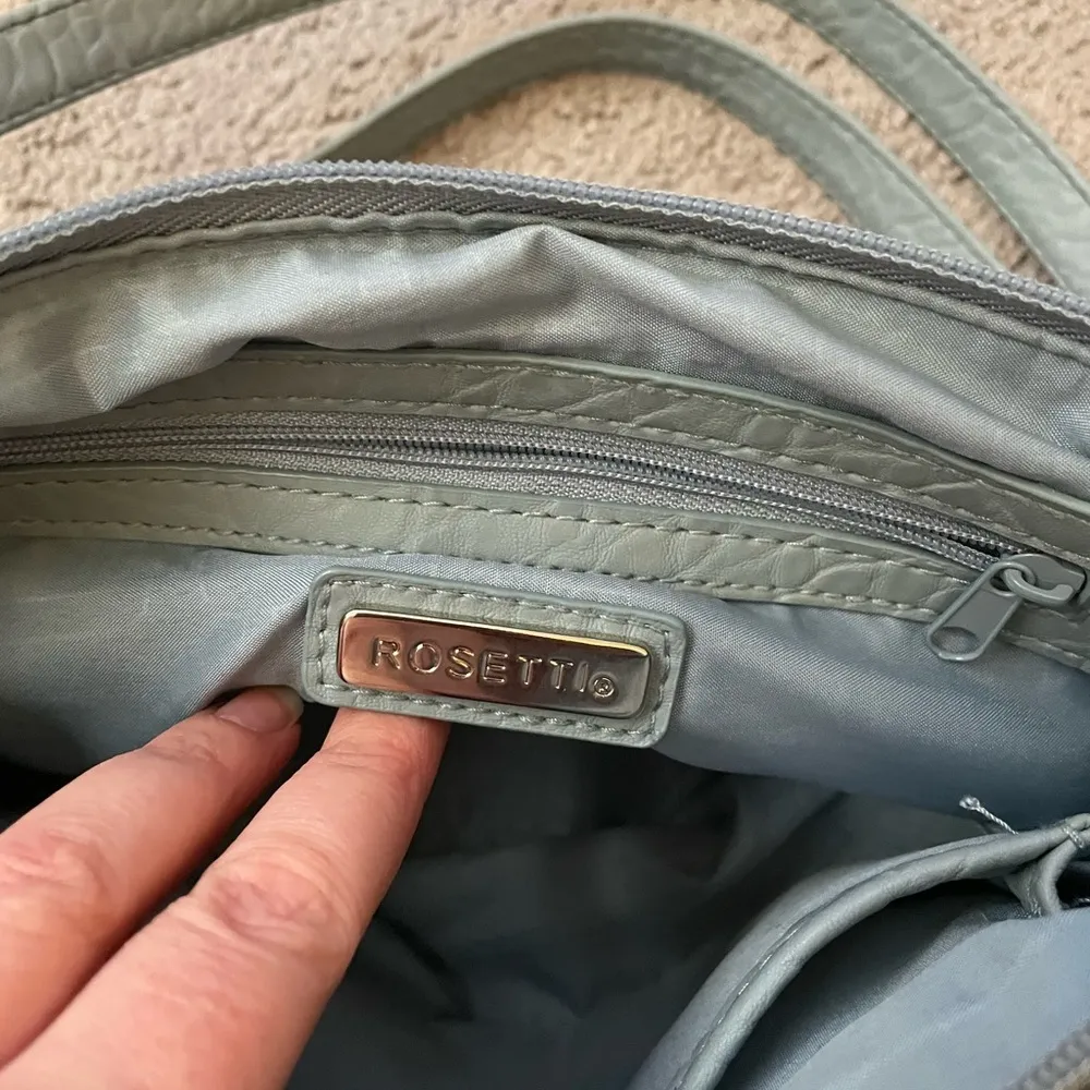 Rosetti Light Blue Crossbody Purse | Multiple Zipper Compartments | Adjustable - Image 5