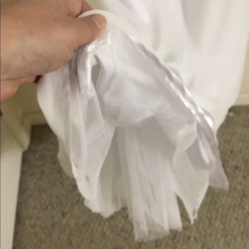 White Karishma Runched Wedding Formal Dress Prom Wedding Sparkly Sequins S Silver - Image 8