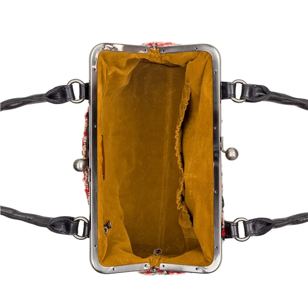 Patricia Nash Rora Frame Satchel, Tweed, Red Black New w/DustBag $229 (SOLD OUT) - Image 4