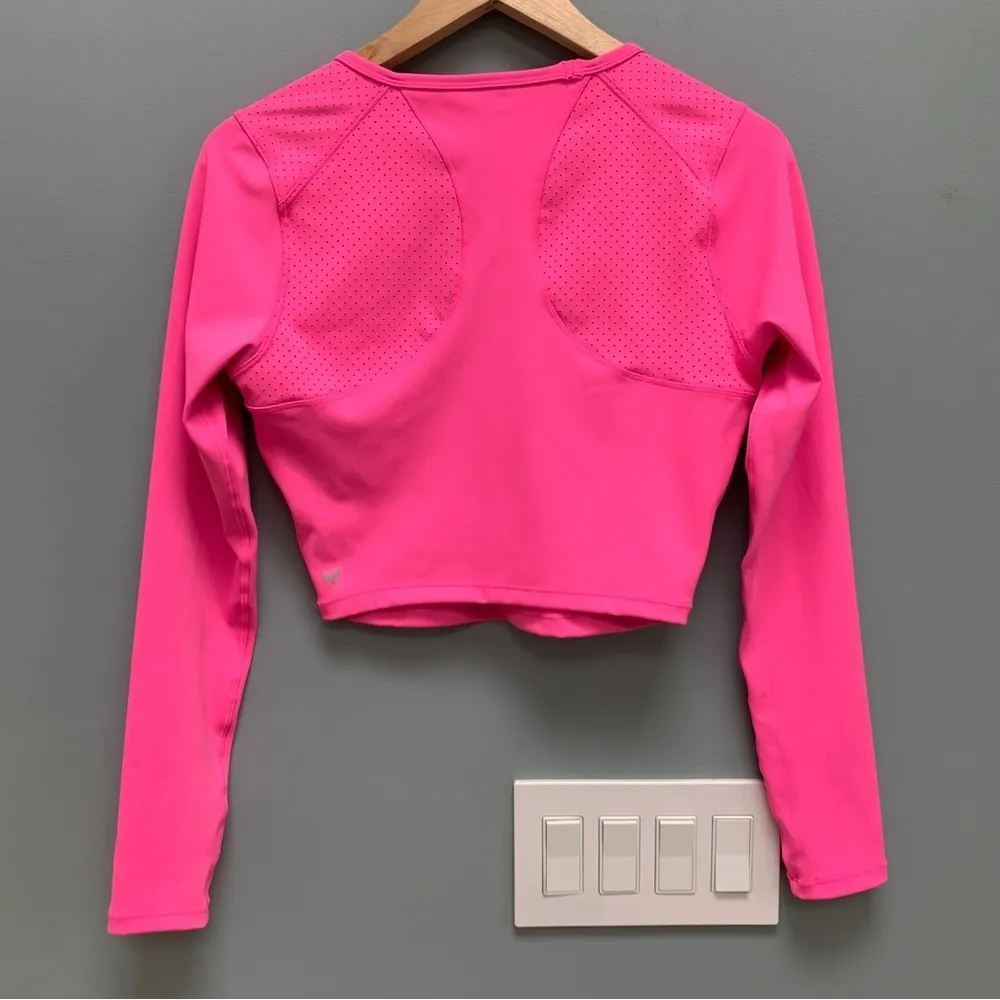 IVL Collective Long Sleeve Crop Top Perforated in Pink Sugar Plum 8 - Image 8