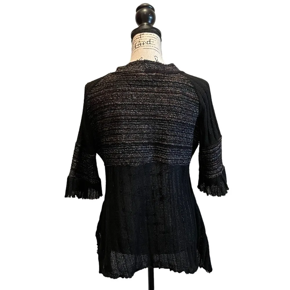 Altar’d State Crochet Sweater Black Size Medium Whimsical Hi Lo Gothic - Image 4