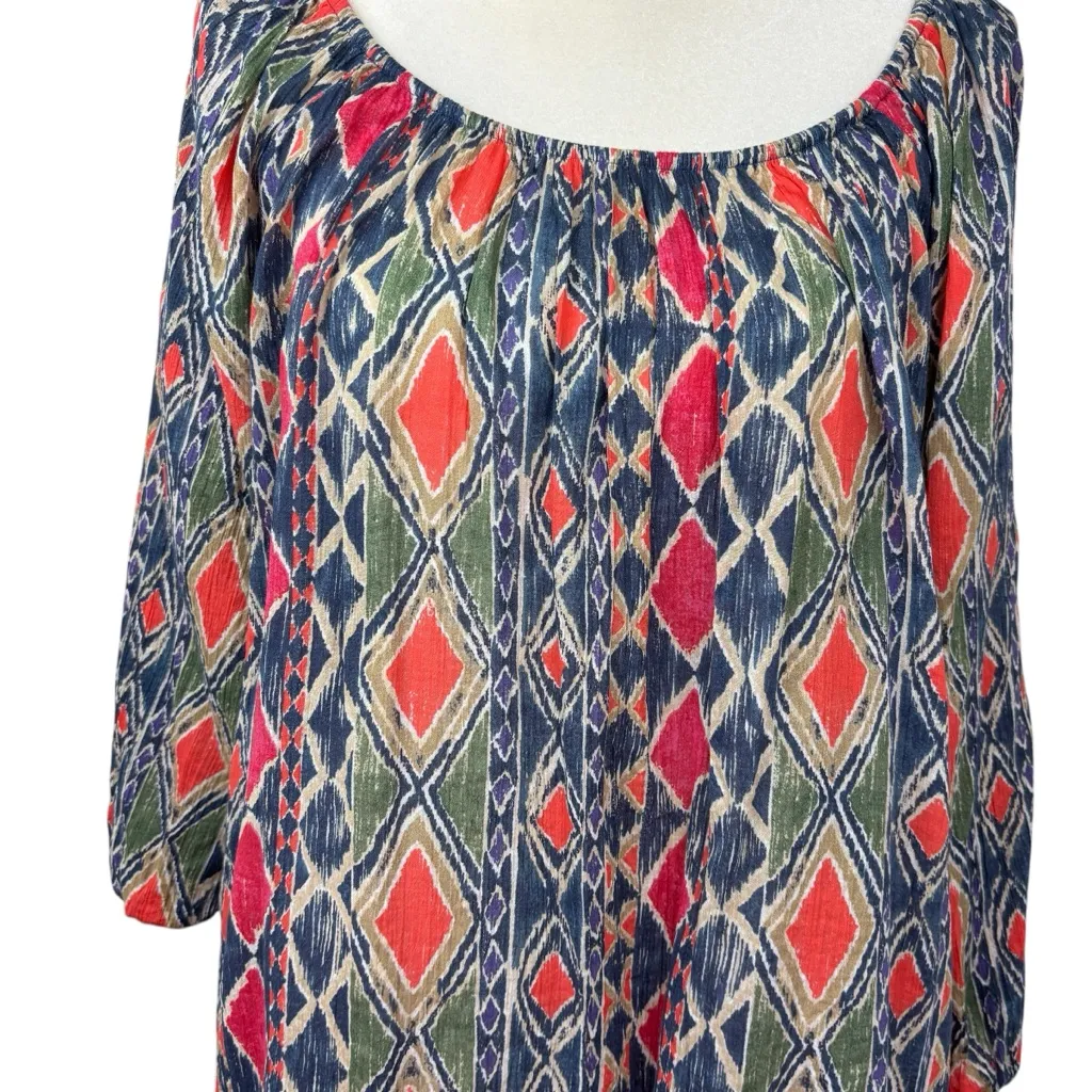 Chaps women’s top size 1X geometric boho pleated summer resort wear vacation - Image 2